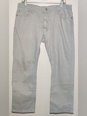 Levis 514 Straight Leg Jeans Mens 36x30 Light Wash Gray Straight Fit Denim Rivet